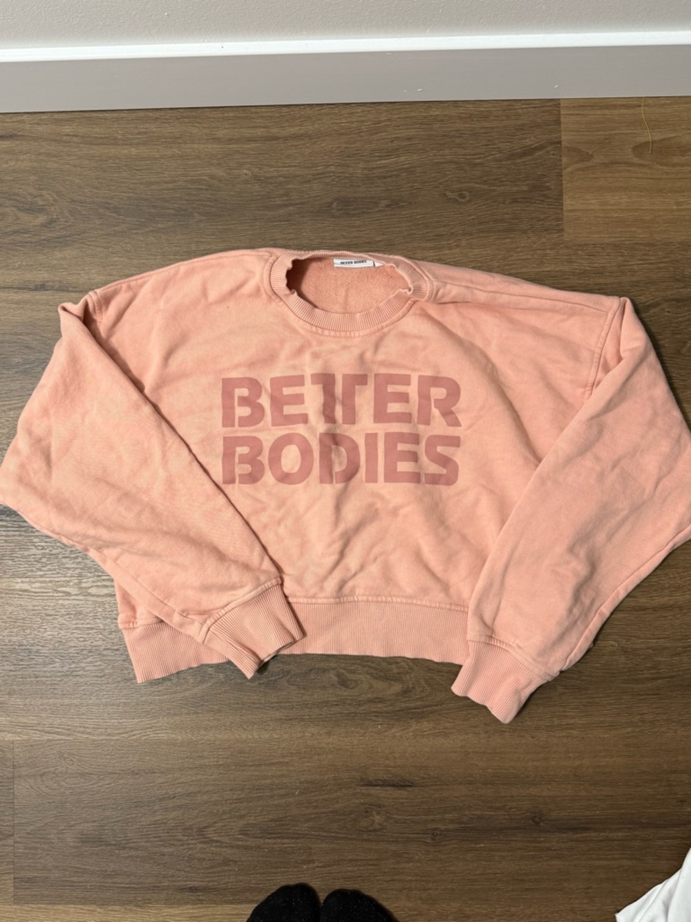 BETTER BODIES Peach Pink Logo Cropped Sweatshirt